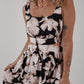 Black Floral Cutout Square Neck Knot Back Sleeveless Maxi Dress