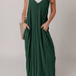 Duffel Green Spaghetti Straps Pocketed Slouchy Maxi Dress