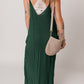 Duffel Green Spaghetti Straps Pocketed Slouchy Maxi Dress