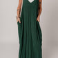 Duffel Green Spaghetti Straps Pocketed Slouchy Maxi Dress