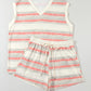 Beige Western Striped Print Casual Tank 2pcs Outfit