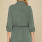 Jungle Green Roll up Sleeve Flap Pockets Drawstring Playsuit