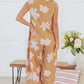 Khaki Floral Print Sleeveless Button up Wide Leg Loose Jumpsuit