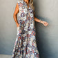 Sky Blue Floral Sleeveless Buttoned Pocketed Wide Leg Jumpsuit