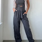 Carbon Grey Back Crossed Straps Hollow Out Jogger Jumpsuit