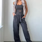 Carbon Grey Back Crossed Straps Hollow Out Jogger Jumpsuit