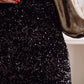 Black Sequin Bodycon Mini Skirt