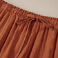 Chestnut Mineral Wash Cargo Pocket Drawstring Waist Maxi Skirt