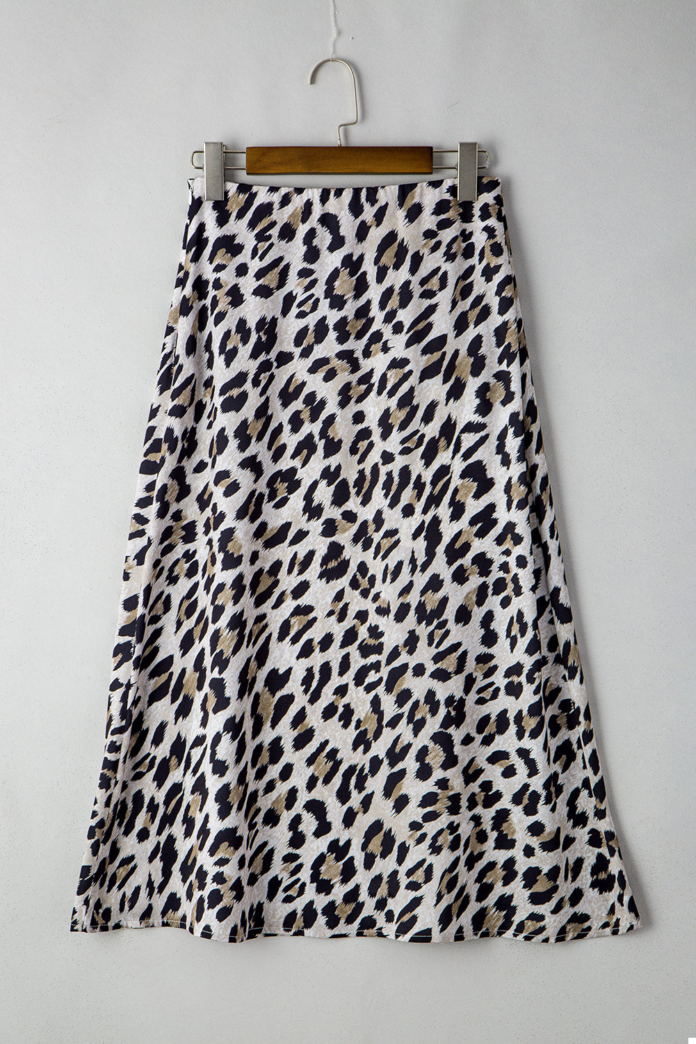 Brown Leopard Print High Waist Midi Skirt