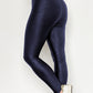 Navy Blue Crossed Dip Waist Sleek Leather Leggings