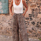 Desert Palm Boho Leopard Wide Leg Pants