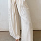 White Casual Tie Waist Pleated Wide Leg Pants