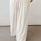 White Casual Tie Waist Pleated Wide Leg Pants