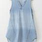 Beau Blue Light Wash Split Neck Sleeveless Chambray Dress