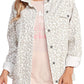 White Leopard Printed Flap Pocket Denim Jacket