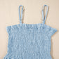 Beau Blue Spaghetti Strap Smocked Denim Romper