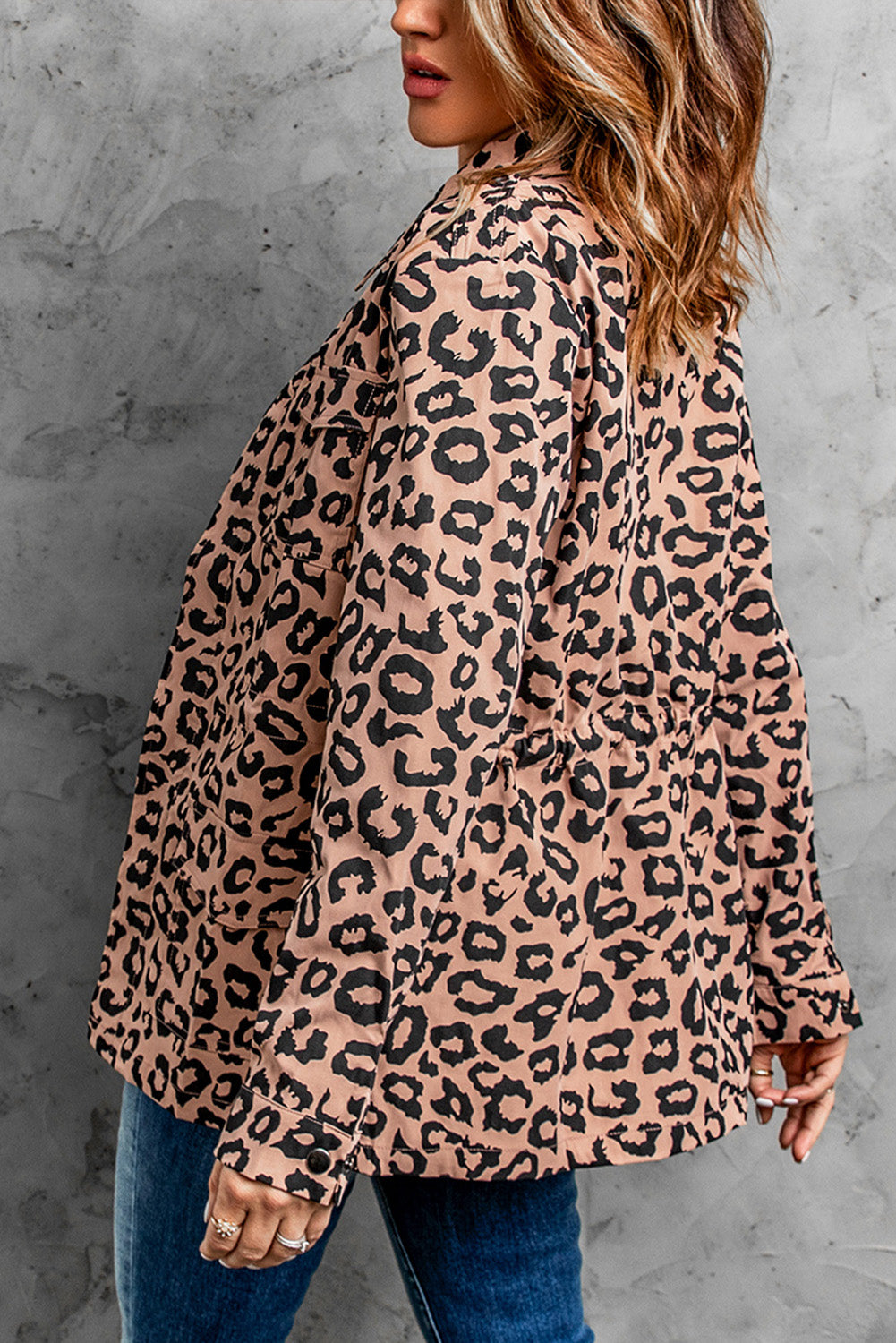 Coat with leopard hot sale print collar