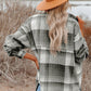 Medium Grey Plaid Flap Pockets Shacket