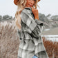 Medium Grey Plaid Flap Pockets Shacket