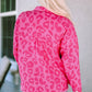 Pink Leopard Print Button Cuffs Raw Hem Jacket