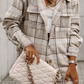 Khaki Plaid Removable Hood Buttoned Shacket