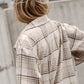 Khaki Plaid Removable Hood Buttoned Shacket