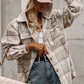 Khaki Plaid Removable Hood Buttoned Shacket