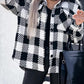 Black Plaid Textured Flap Pocket Shacket