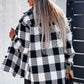 Black Plaid Textured Flap Pocket Shacket