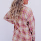 Pink Plaid Print Chest Pocket Long Sleeve Shacket