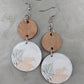 Neutral Floral Round with Wood Earring