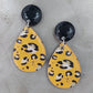 Yellow Leopard Teardrop with Black Stud Earring