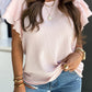 Pink Textured Tiered Ruffled Short Sleeve Blouse