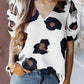 White Ruched Short Sleeve Leopard Print Blouse