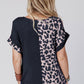 Black Half Leopard Patchwork Short Sleeves Top