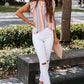 Multicolor Striped Color Block Ruffled O-neck Sleeveless Top