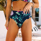 Blue Orchid Printed Bubble Sleeve Bikini 2pcs Swimsuit