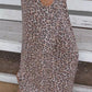 Black and Brown Leopard Patchwork Ribbed Maxi Dress with Pockets