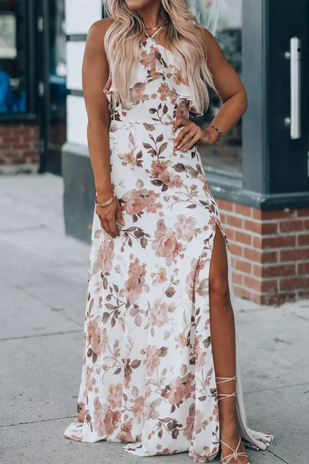 Floral slit maxi top dress