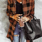 Brown Turn-down Collar Plaid Shirt Coat