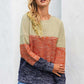 Orange-Blue-Block-Texture-Pullover-Sweater